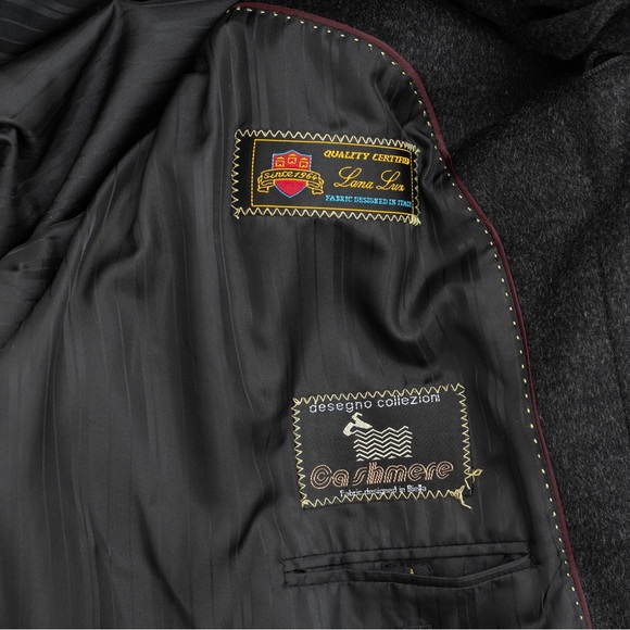 Luxury hand tailored cashmere lamb’s wool blend charcoal coat 44R Norman Wells - Picture 13 of 15